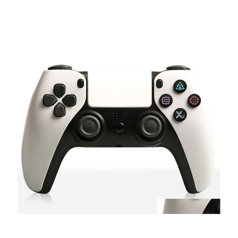 Игровые контроллеры Джойстики Ps5 Style Blue Tooth Double Vibration Controller Для Ps4 Беспроводной геймпад Игровая консоль Usb 6 Axis Drop Dhpyn