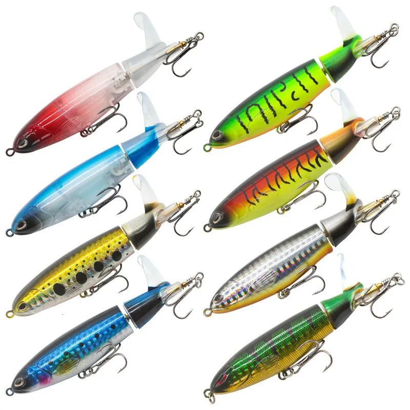 Topwater Artificial Fishing Lures With Spinning Tail And Popper