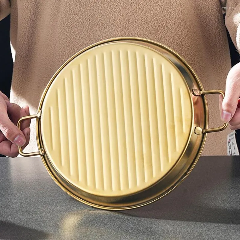 Plates Convenient Barbecue Plate Reusable Serving High Temperature Resistant Multipurpose Mirror Polished Dinner