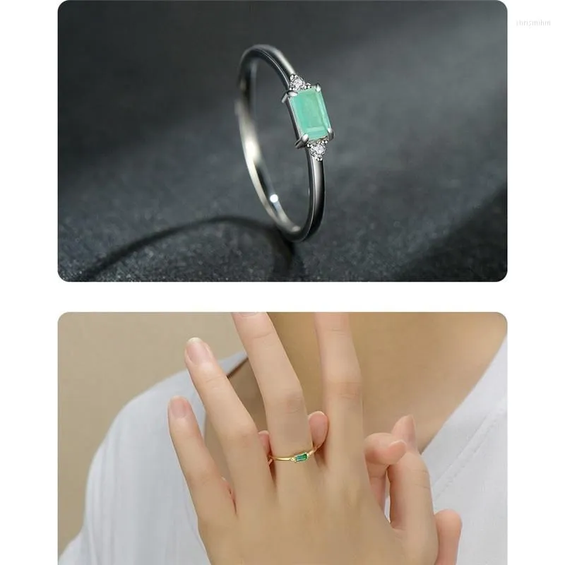 Cluster Rings Fashion Finger 925 Silver Green Tourmaline For Women Fine SMEWELLY