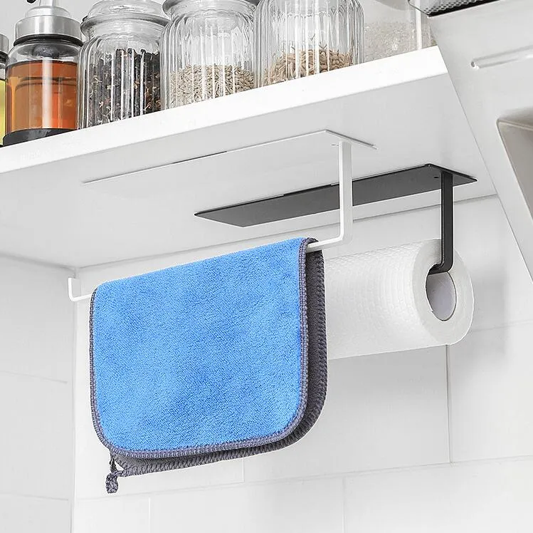 Self Adhesive Wall Hanging Shelves for Bathroom and Kitchen with Towel and  Tissue Rack Stand