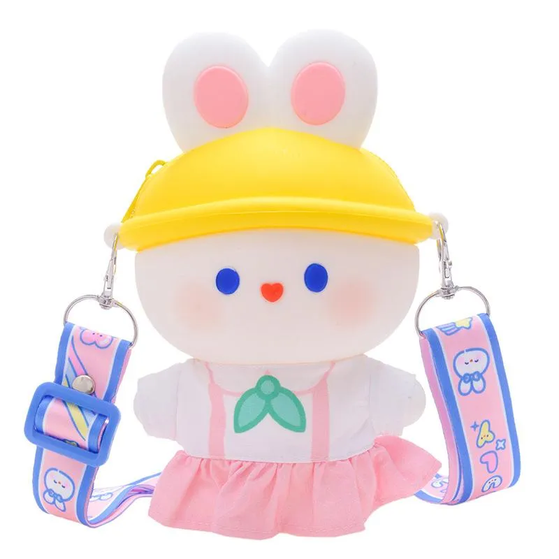 Borsette simpatiche in pelle per bambini accessori Silicone divertimento con una borsa di coniglio Girl della strada fuori dallo Street Photo Messenger E9452