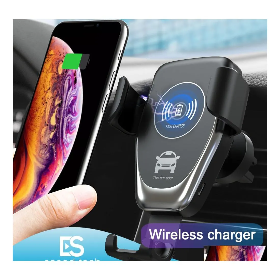 Chargeurs sans fil Q12 Chargeur de voiture 10W Air Vent Support de téléphone compatible pour tous les appareils Qi C12 Drop Delivery Téléphones portables Accessoires Dhepk