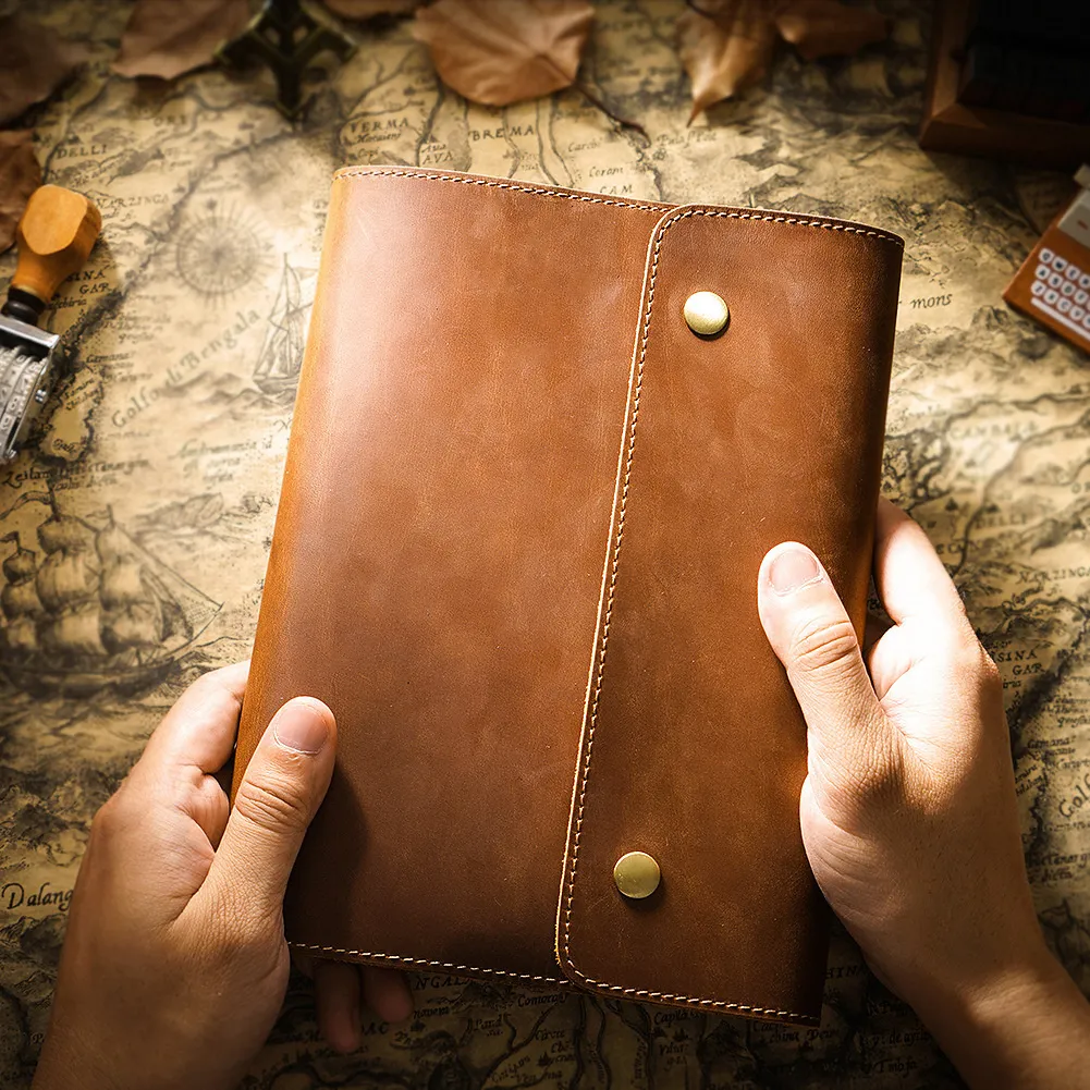 Note de notas no caderno de couro genuíno vintage cau de pechide no bloco criativo Mulheres/homens de desenho de caderno de caderno de cadernos de cadernos de caderno com inserções 230504