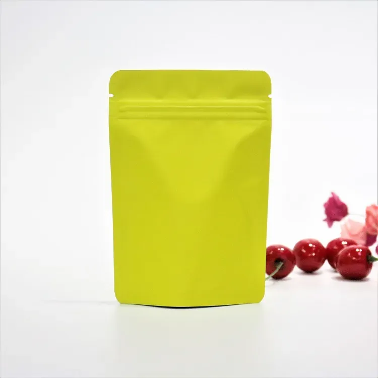 Kwaliteit kleurrijke mat opstaand zip lock mylar verpakking zakken aluminium folie rits zipper staande voedselopslagtas voor snacks met traan inkeping