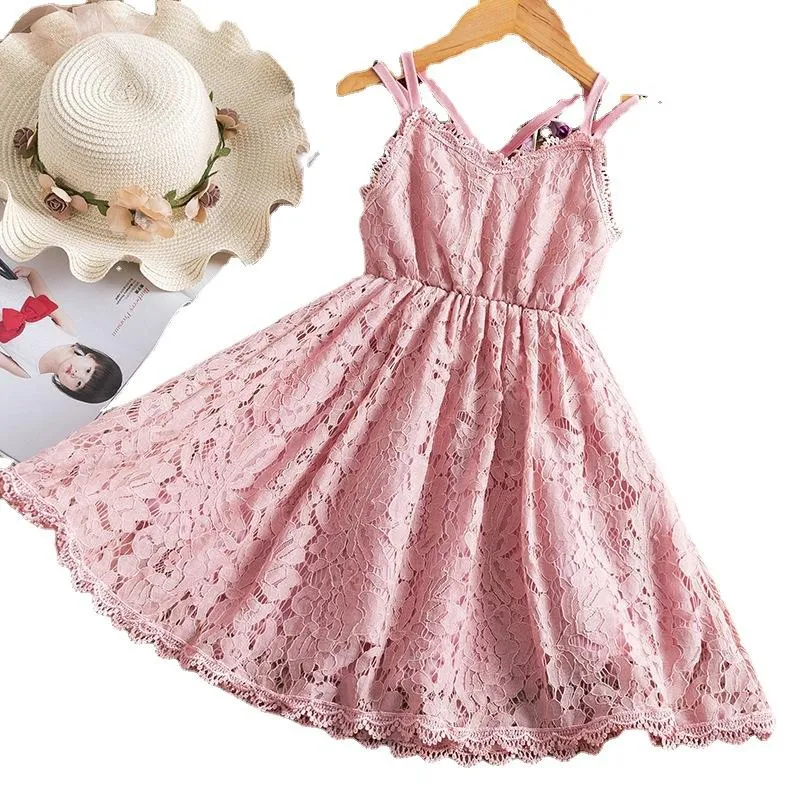 Девушка платья для девочек пляжная одежда детская одежда Кружевая Красивая Слинг День рождения шоу принцесса E18632