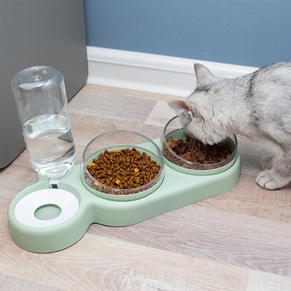 Tigela de alimentação para animais de estimação, alimentador automático, tigela de comida para cães e gatos, com dispensador de água, tigela dupla para beber cães, pratos para gatos, suprimentos para alimentos para animais de estimação