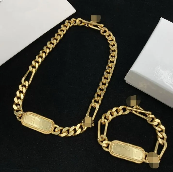 NEW Hip Hop Rock Punk Designer Chain Cuba Necklaces Bracelet 18K Gold Plated Necklaces Bangle women Earrings Sets Neutral Style Jewelry Gift HMS27 --04