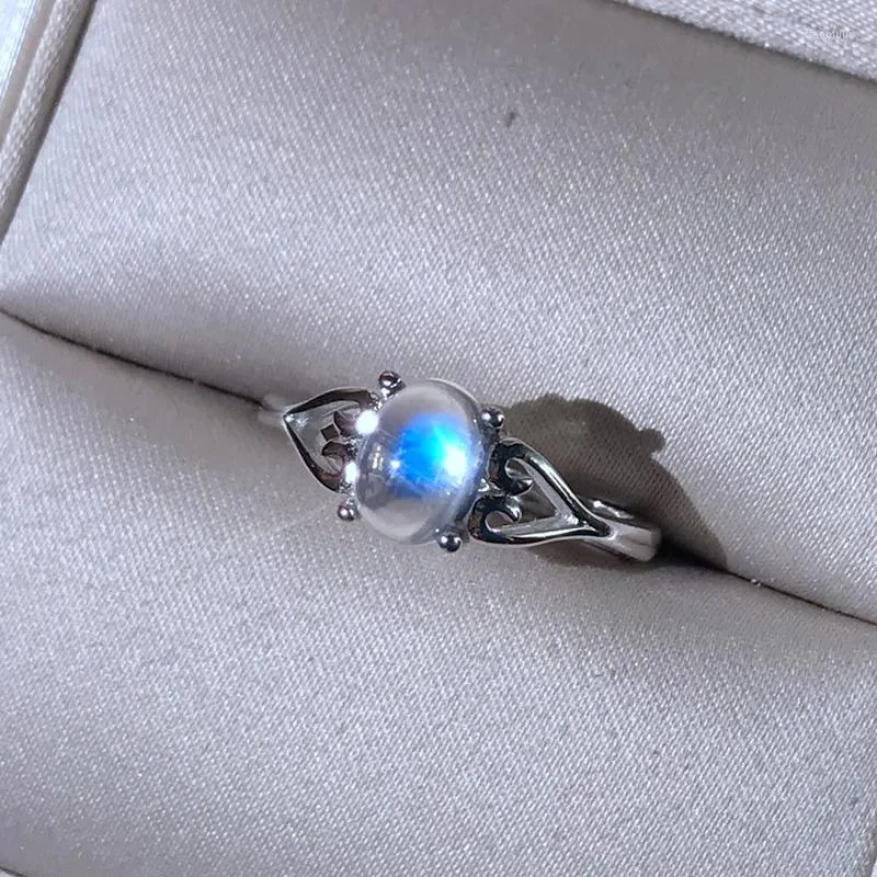 Küme halkaları aytaşı yüzüğü 925 gümüş kristal temiz mavi ışık yoğun basit bayan