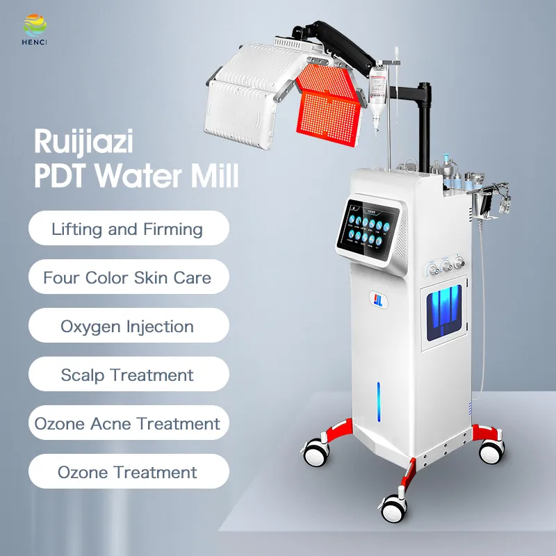 13 em 1 Máquina de microdermoabrasão de oxigênio Hydra com 4 cores PDT Light Therapy Removedor de rugas para terapia de pele