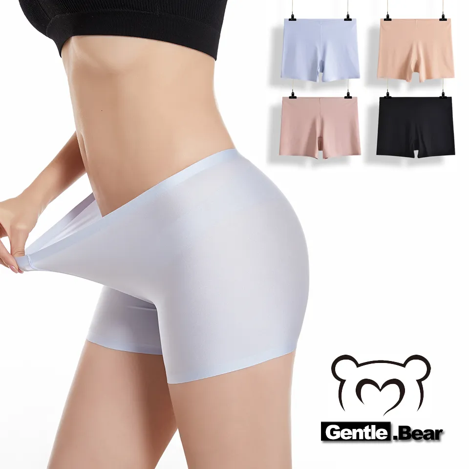 Kvinnors leggings gentle.Bear Ice Silk Shorts Women's Seamless Safety Pants Hög midja plus storlek Underkläder Kvinnor Anti Friction Skirt Boxer Panties 230503