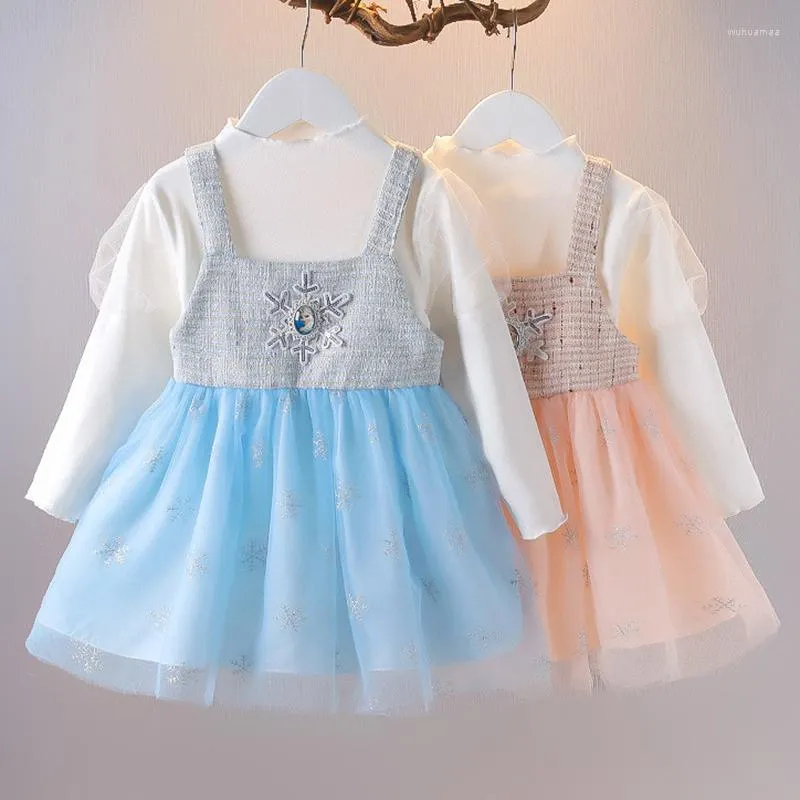 Abiti da ragazza Abito da bambino Set Primavera Autunno Abito da 2 pezzi Maglietta bianca a maniche lunghe Tutù con bretelle Tulle Abiti da festa di compleanno per bambini