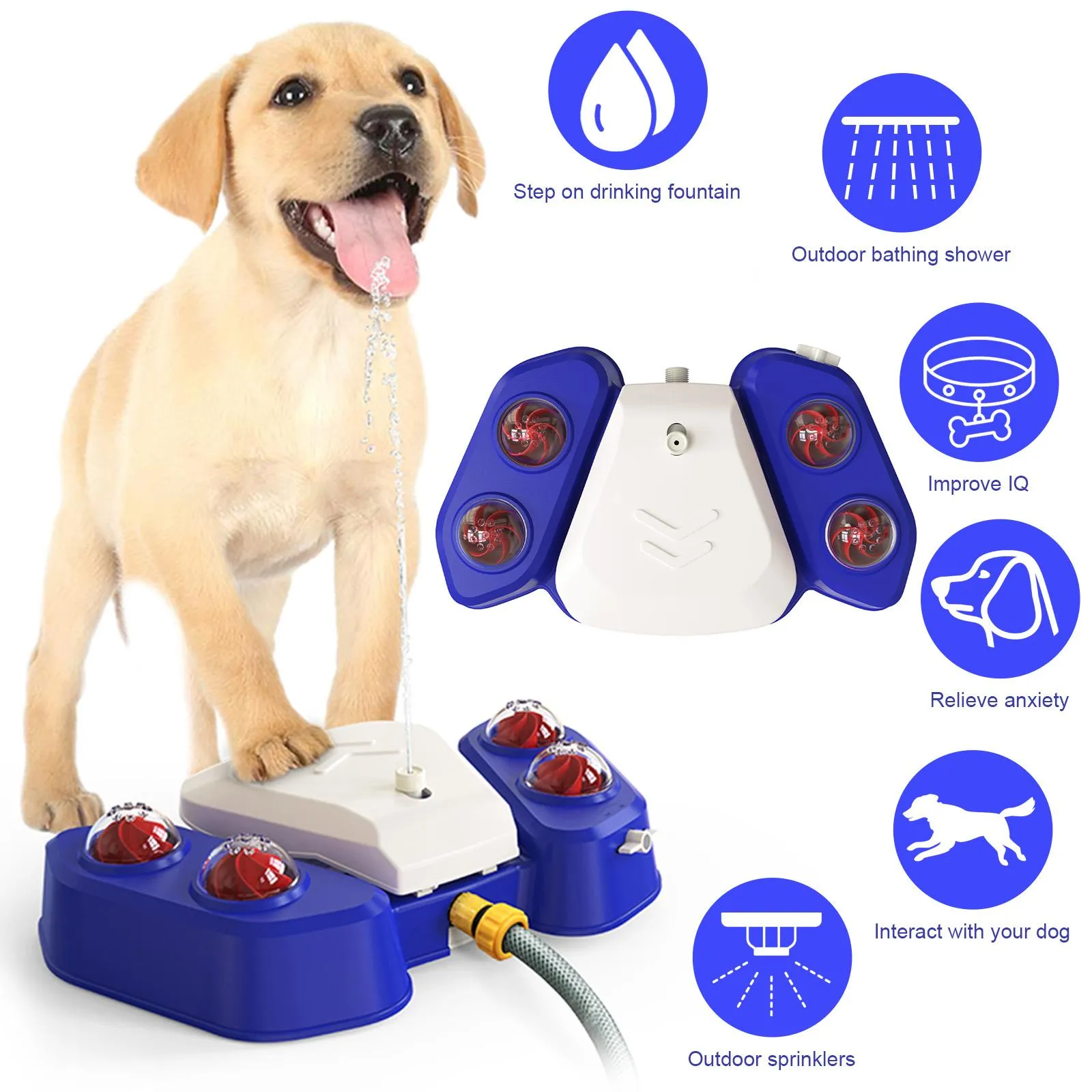 Alimentation pour chien, jouet d'arrosage activé par la patte, fontaine d'eau pour chiot, marche sur le distributeur d'arrosage pour animaux de compagnie, jouets pour chiens, cour extérieure