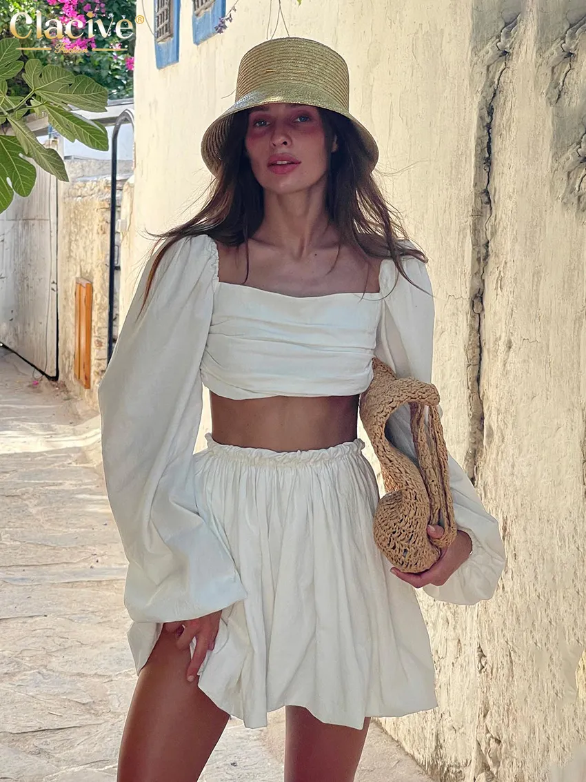 Crop Top Outfits With Skirt Women Two Piece Set Casual Party Short