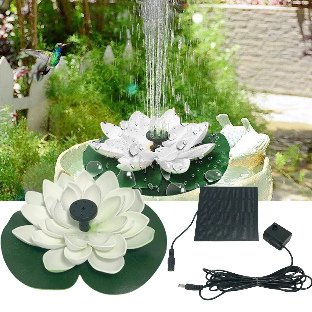 Trädgårdsdekorationer mini solvatten fontän lotus damm dekoration vattenfall utomhus fågelbad drivs flytande 230504