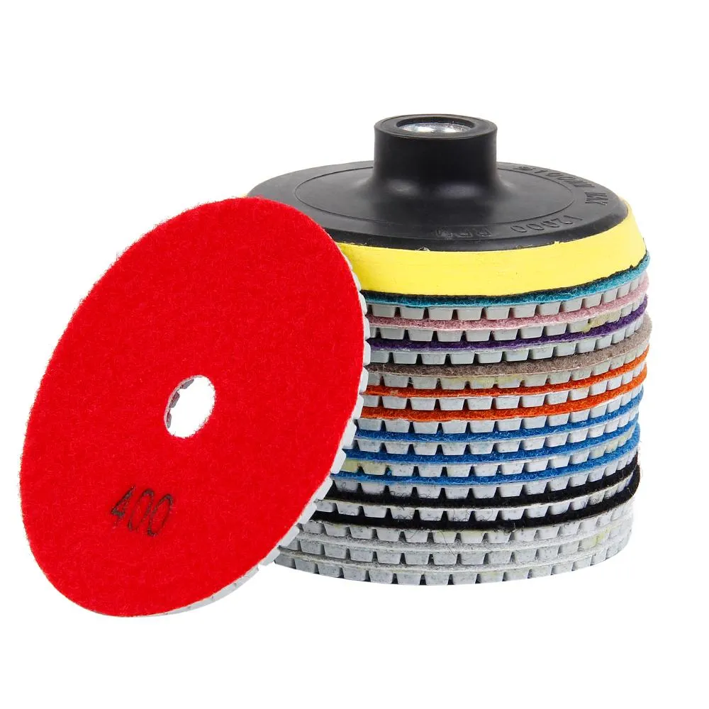 Polijstpads 15pcs/set diamond Polishing pads 4inch 100mmウェット/ドライポーシングバッカー花崗岩大理石コンクリート石研削ディスクハンドツール