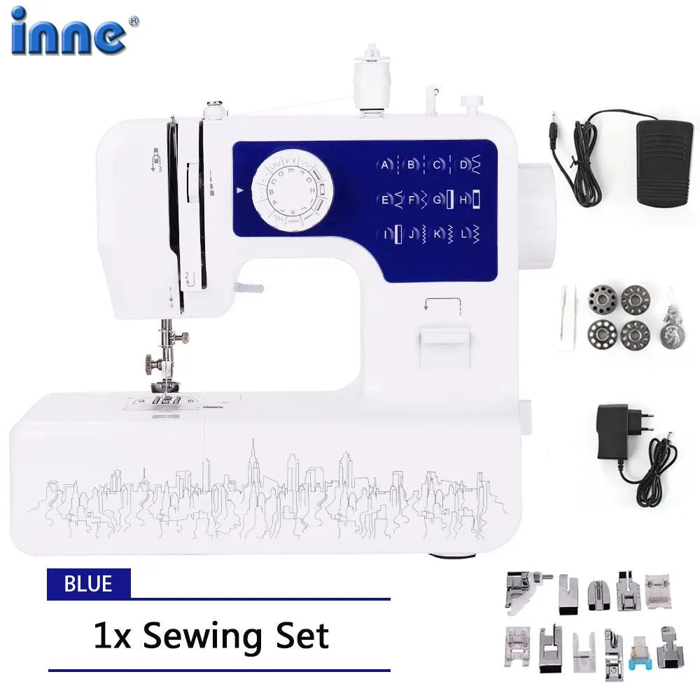 Machines INNE Sewing Machine 12 Stitches Mini Portable Household Night Light Foot Pedal Two Thread Kit Electric Hight Quality