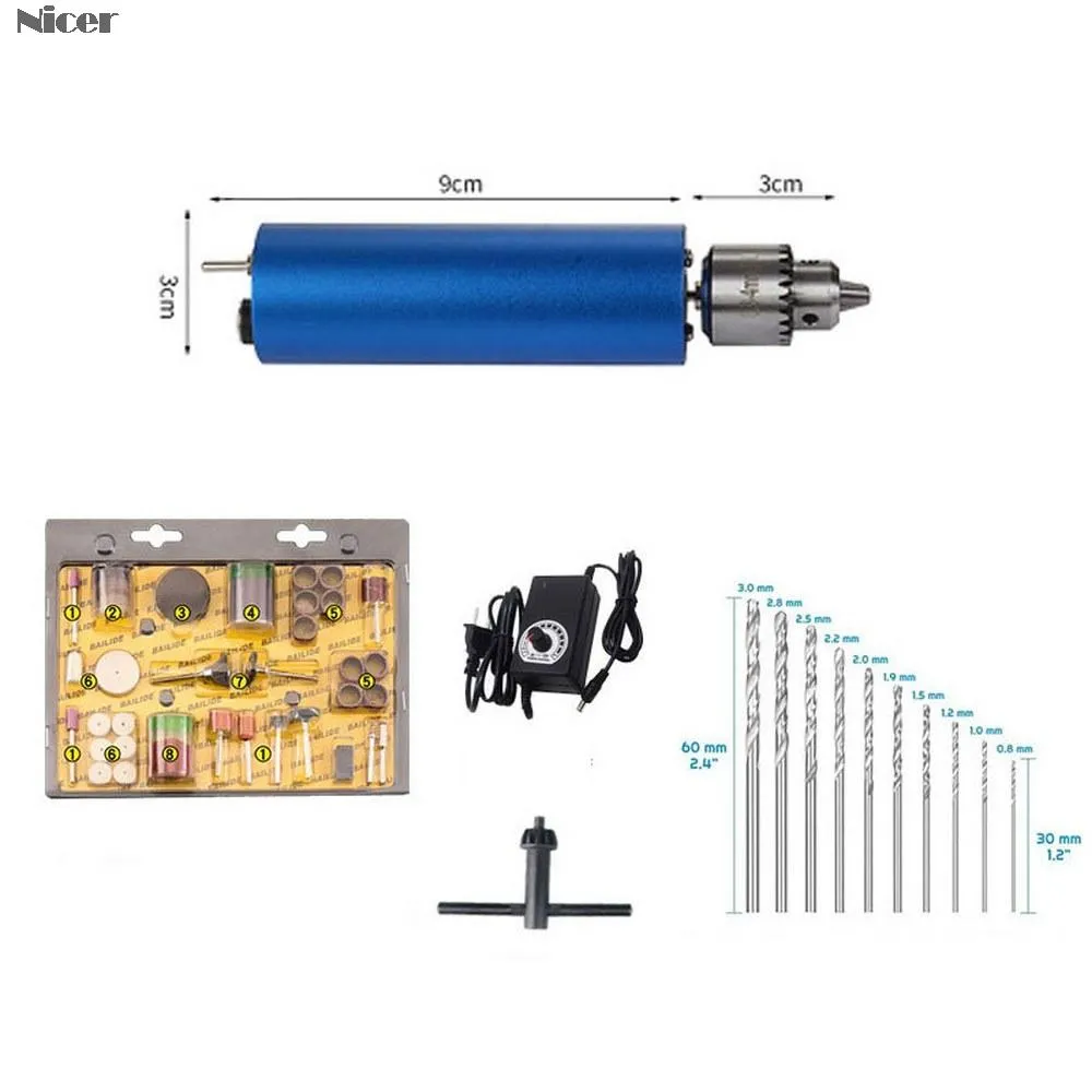 Boormachine Perceuse à main électrique réglable Portable DC3V12V Moteur PCB Presse de perçage Ensemble compact 0,34 mm JT0 Mandrins DIY Outils de travail du bois