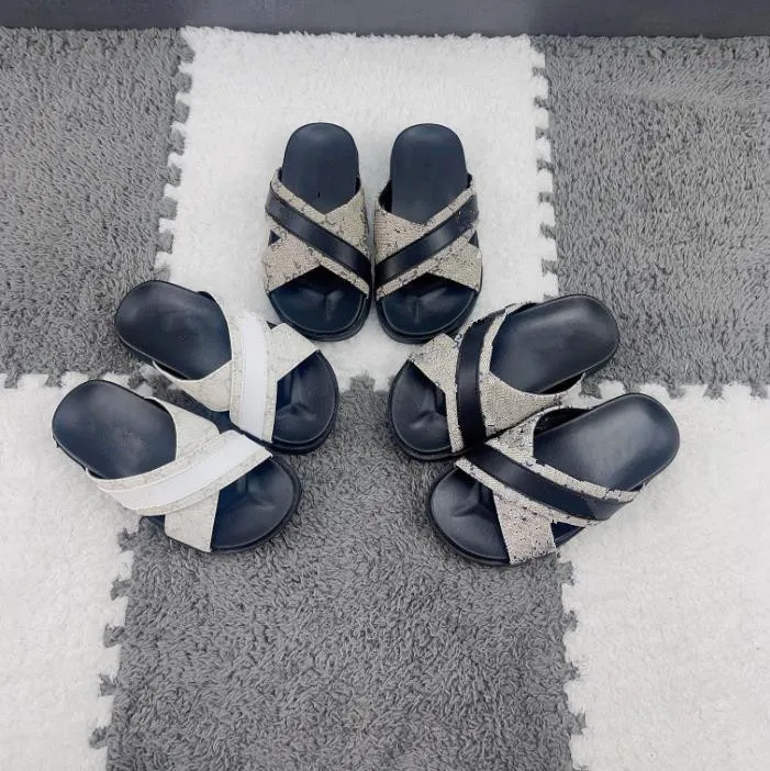 Designer Slipper Brand Summer Ribbon Splicing Flatform Sandals Size 26-35 Big Boys Kids Shoes