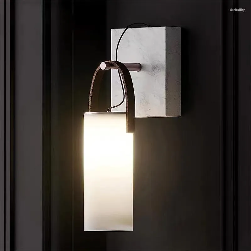 Wandleuchten Nordisches Design Marmor Wandleuchte Für Wohnzimmer Schlafzimmer Küche Moderne Glasschirm Unterputz Leuchte