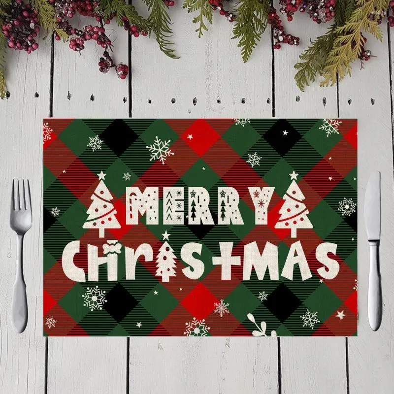 Tischsets Jahr 2023 Weihnachten Tischset Ornament bedruckte Baumwolle und Leinen Küchengeschirr Geschirrunterlage Geschenke für Freund
