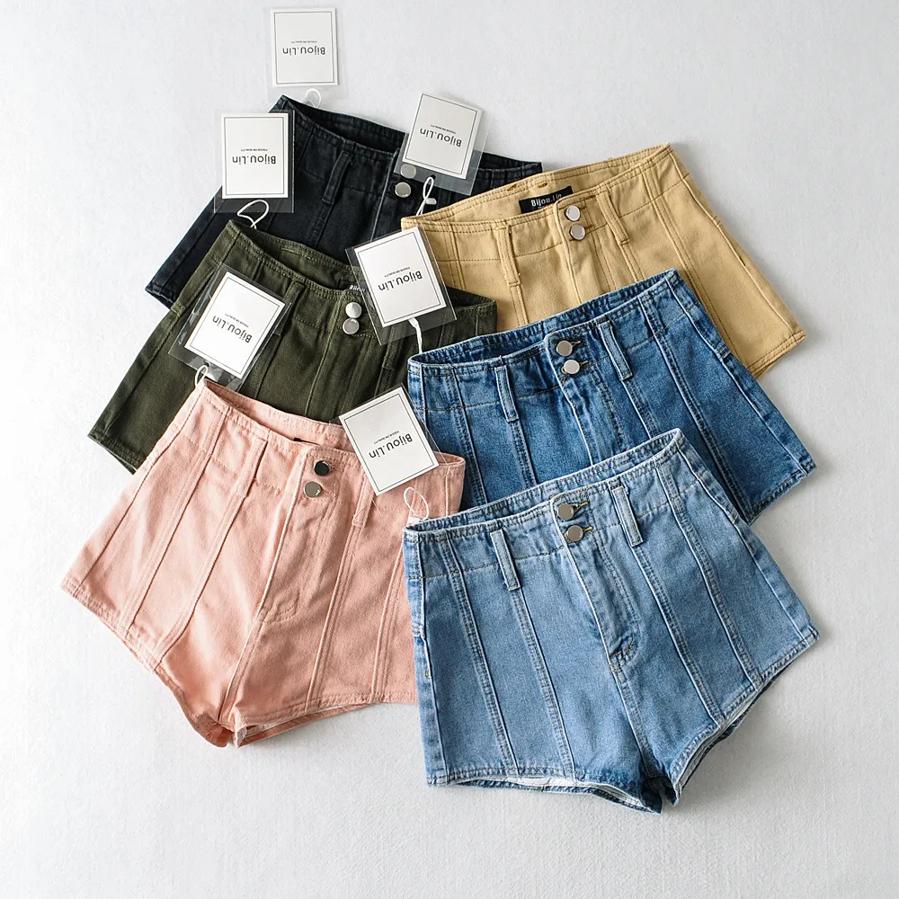 Cortometraggi da donna cortometraggi in vita alta casual shindini in denim vintage shorts rosa cortometraggi donne estate punk patchwork shorts jeans nero blu 230504