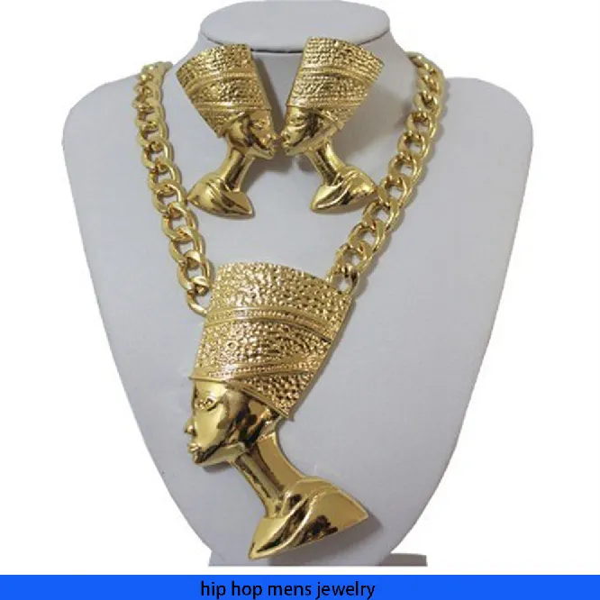 Collana hip hop per catena d'oro da uomo ghiacciata catene cubane una collana in lega che simboleggia il nobile potere dei faraoni egiziani