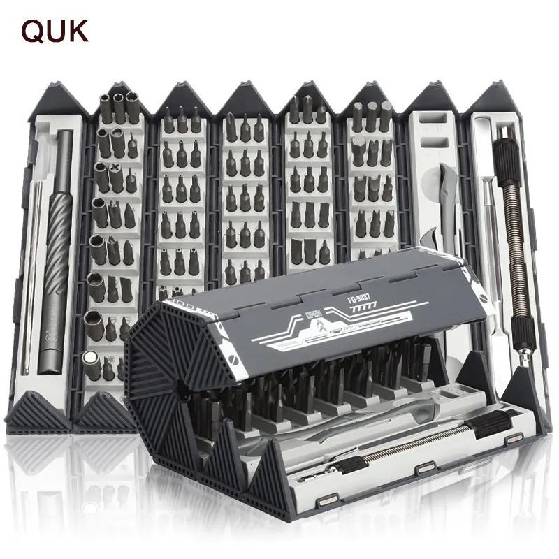 Schroevendraaier QUK 128 pezzi set di cacciaviti di precisione Torx Phillips punte per viti con intaglio piccoli kit di strumenti combinati di smontaggio utensili manuali di riparazione