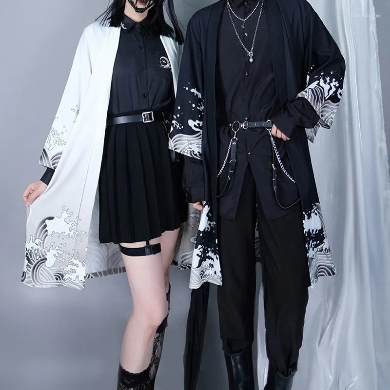 Etnische kleding zomer Japanse mode printen los unisex shirt kimono Cardigan streetwear 2023 obi haori zwart en witte shirts