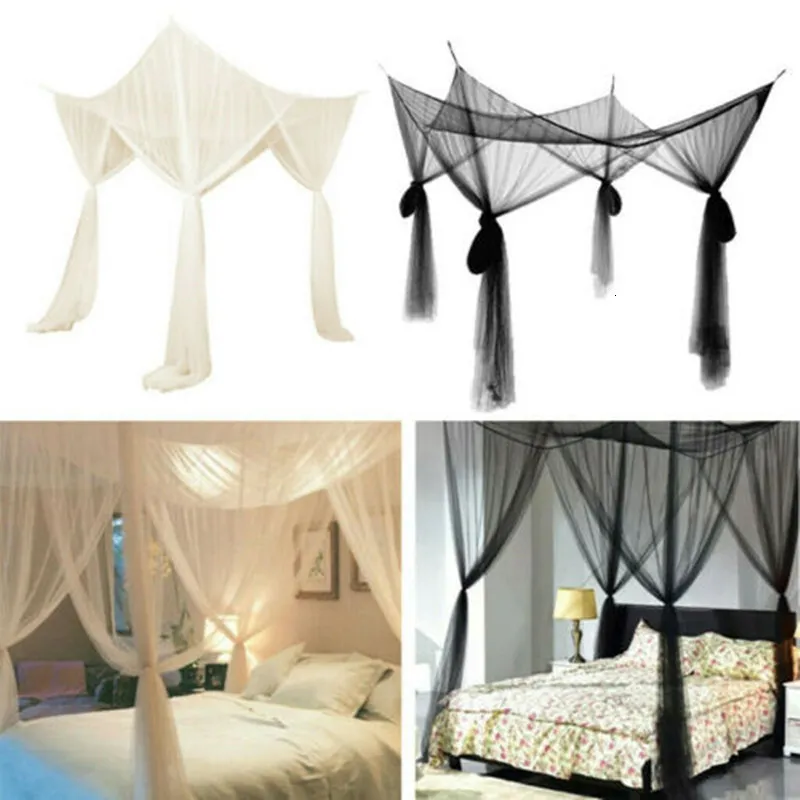 Mosquito Net Sexy Four Door King Queen Double Size Home Single łóżko Zapobiegaj owadom Outdoor Square Grace White Canopy 230503