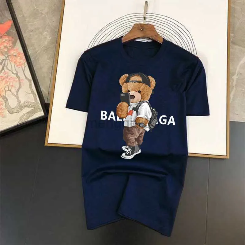 【CPGN STUDIO】24SS★ Coffe Bear Embroidery Short Sleeve Tee Women Short Sleeve Casual T Shirt Breathable Cotton Summer