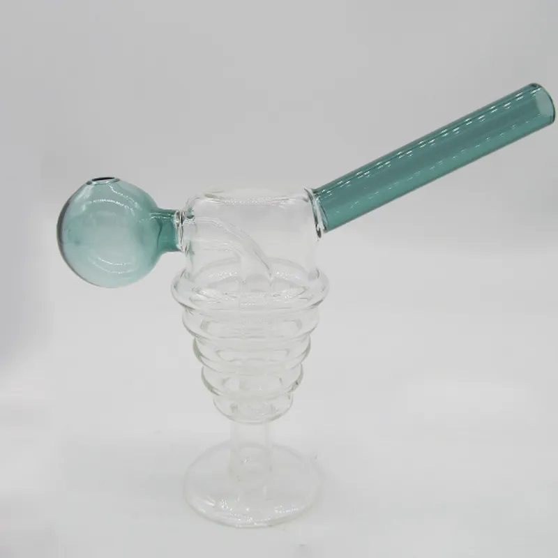 도매 다채로운 창조적 인 와인 잔 스타일의 유리 물 dab rig bong protable 흡연 스탠드 오일 버너 파이프.