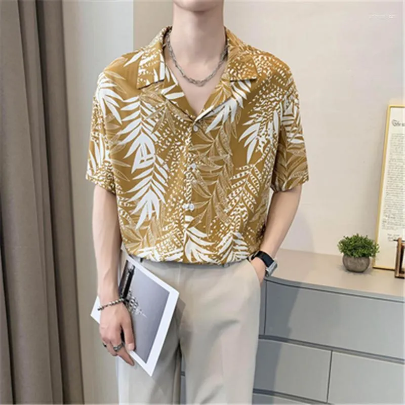 Camicie casual da uomo Camicetta estiva a maniche corte da uomo coreana hawaiana Y2k Abbigliamento Chemise Camisa Beach Camicia allentata floreale Sufing Top