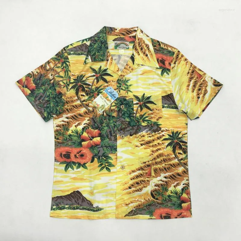 Męskie koszule Bob Dong Aloha Hawaii Coconut Tree Men Beach Shirt Summer krótkie rękaw Hawajskie wakacje Camisa Masculina