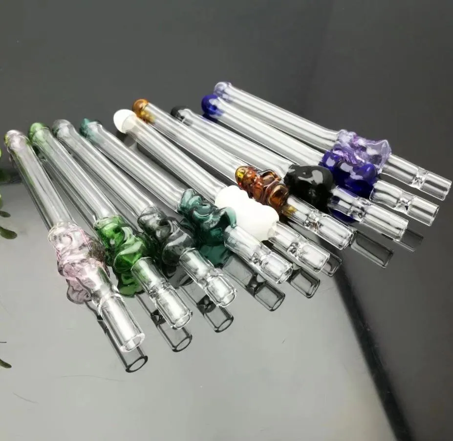 Smoking Pipes Europe and America Colored multi spiral Glass Hookahs Bongs Colorful skull glass suction nozzle