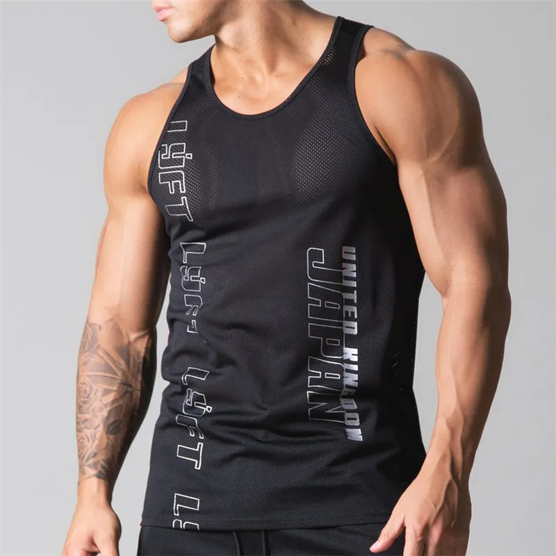 Mens tanktops Casual mesh Ademende workout Gym Vest Spier Mouwloze sportkleding Shirt Fashion Bodybuilding Fitness 230504