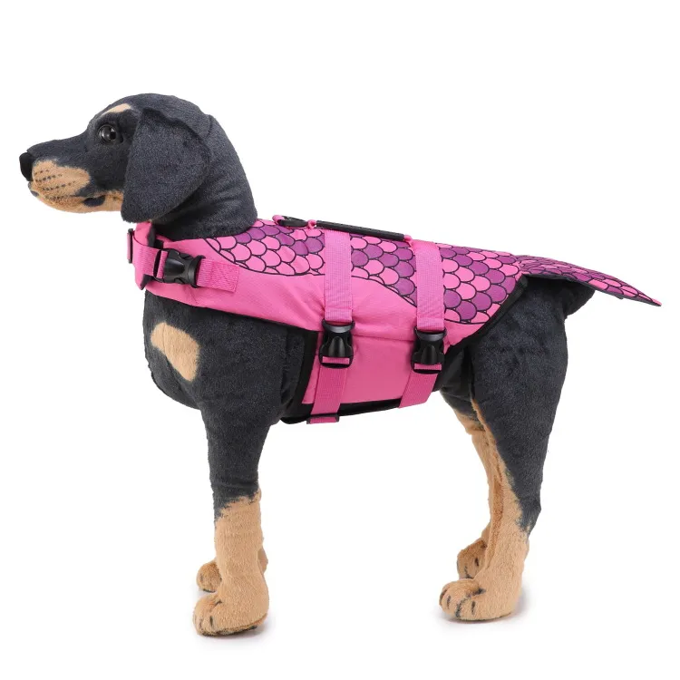 Dog Life Jacket Ripstop Shark Dog Safety Vest Adjustable Preserver with High Buoyancy and Durable Rescue Handle for Small,Medium,Large Dogs