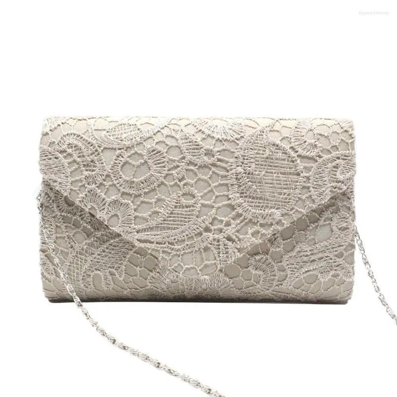 Kvällspåsar 2023 Stil Kvinnor Lady Elegant Party Prom Bridal Wedding Clutch Purse Handväska Lace Chains Shoulder Bag