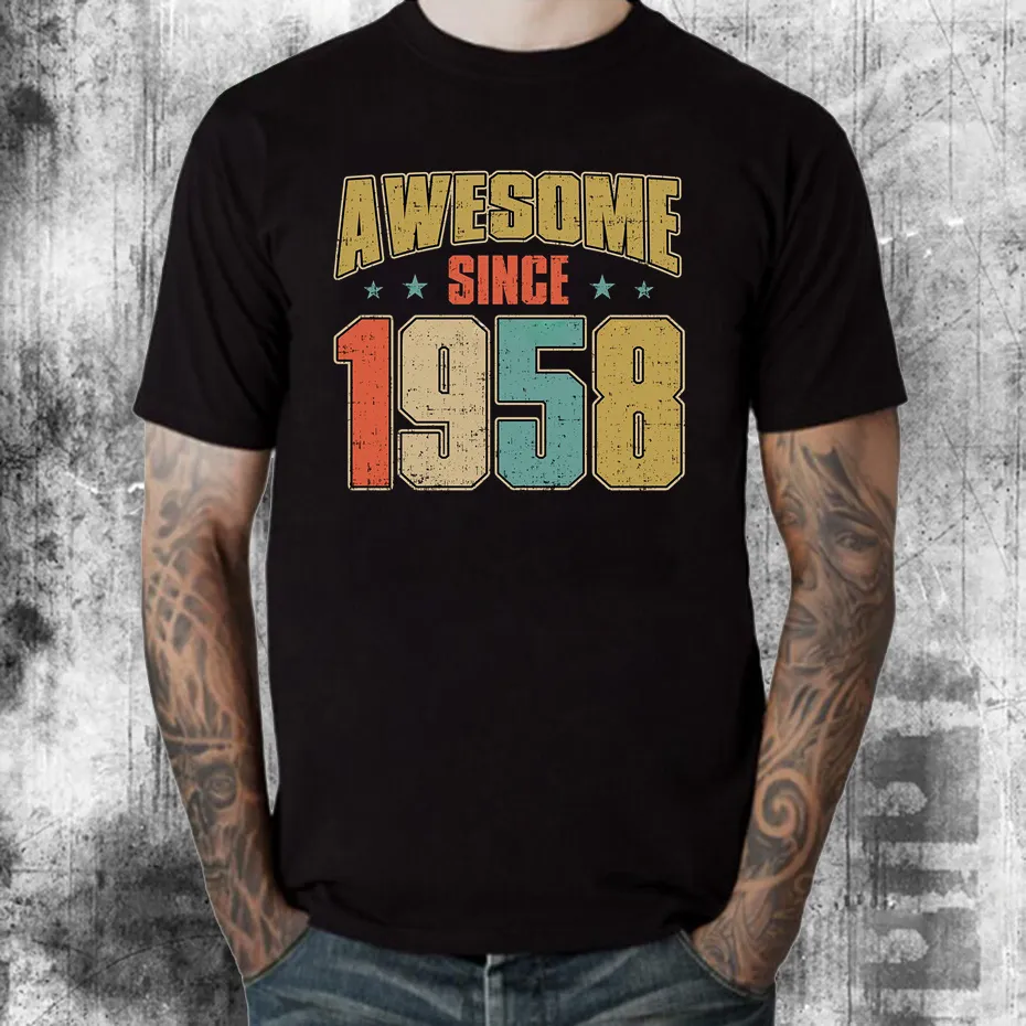 Męskie koszulki Vintage 1958 Limited Edition Aged Idee T Shirt Men Awesome od 1958 r. Retro Retro urodzony w TEE SHIRT CAMISETAS HOMBRE 230504