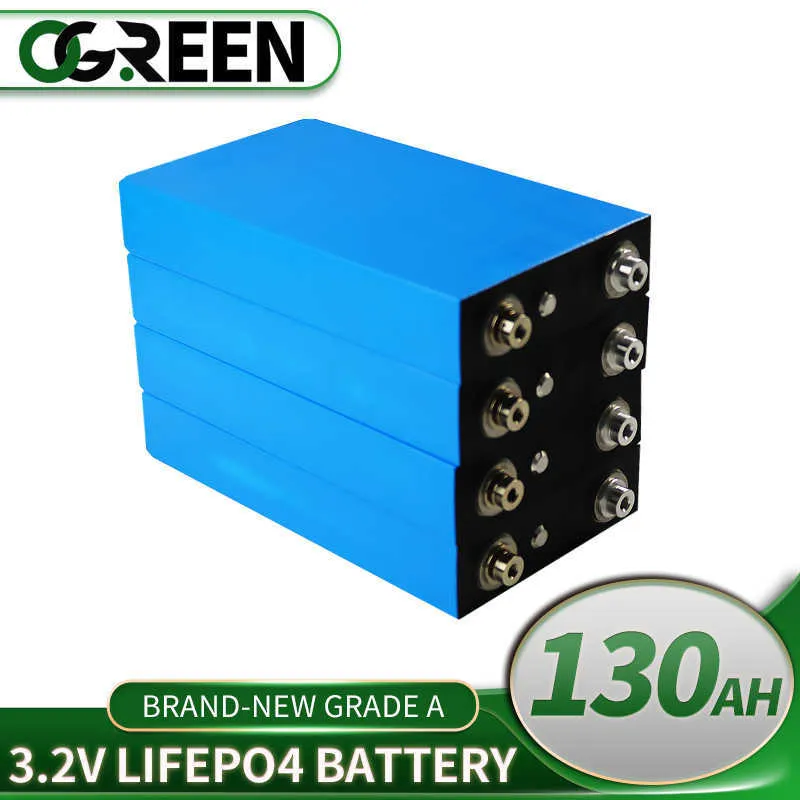 Batería LiFePO4 de grado A, 3,2 V, 130AH, 4/8/16/32 Uds., celda de fosfato de hierro y litio recargable, bricolaje, 12V, 24V, 48V, EV, sistema Solar para barco RV