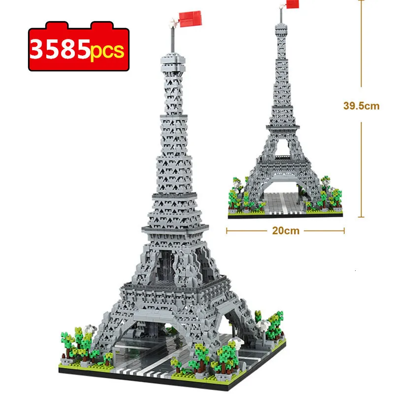 Bloco 3585pcs Modelo de arquitetura mundial Construindo Paris Eiffel Tower Diamond Micro Construction Bricks Toys DIY para crianças Presente 230504