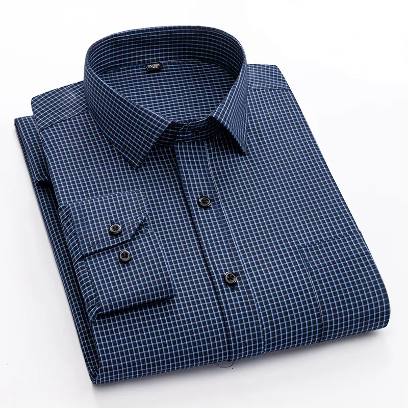 Herren Casual Shirts 8XL Male Social Formal Shirts Solid Plaid Striped Shirt Button Up Shirt Herren Kleid Casual Langarm Shirt für Herren Streetwear 230504