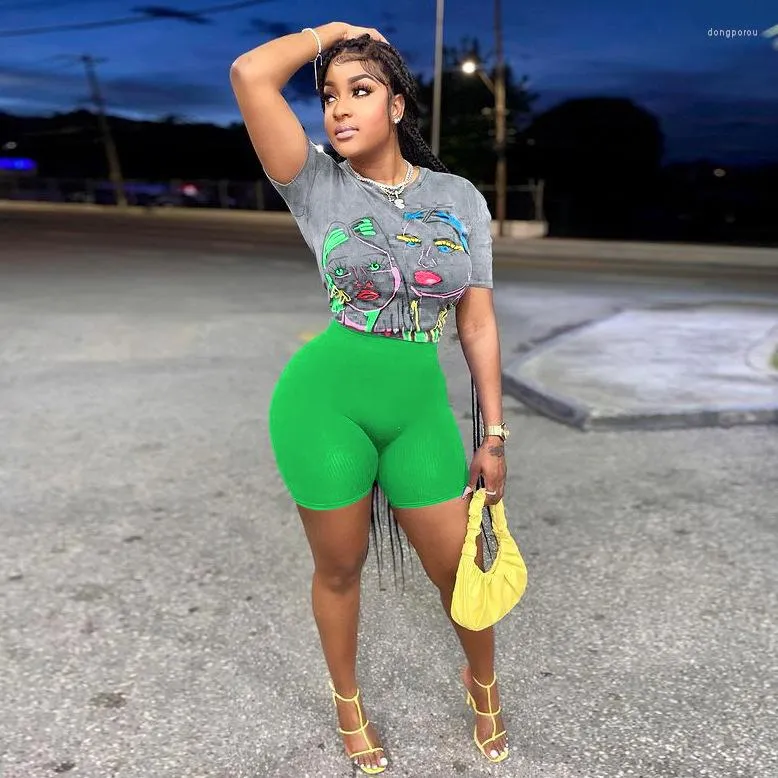 Summer Fashion Tracksuit Set For Women Short Sleeve Crew Neck
