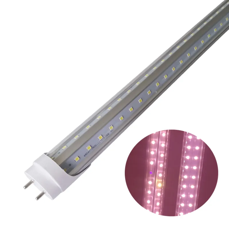 Grow Lights Dual-End Powered Floreescent Tube Replacement Bi-Pin G13 Base LED-växt Growlight 4ft för växthusväxt Grow Shelf Plug and Play Easy Installation