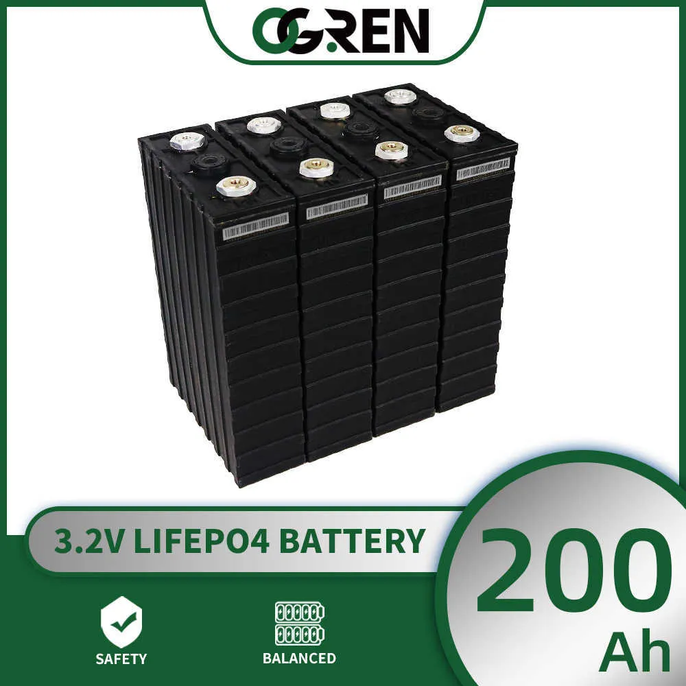 LIFEPO4 Battery Cell 200ah 3.2v 4/8/16/32pcs Cycle Cycle Cell 12V 24V 48V for RV Boats Golf Cart Home Solar Storage System yacht