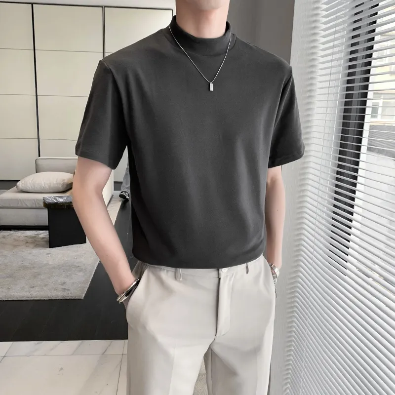 Camiseta cuello alto manga corta hombre hotsell