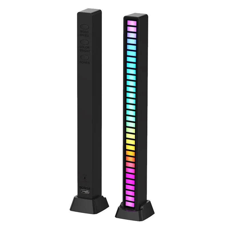 Gece Işıkları 32LED RGB Işık Çubuğu Ses Kontrolü Senkron LED Müzik Ritim Type-C USB Ücret TV Oyunu Arka Işığı Araba Masaüstü Ortam lambası HZ0001