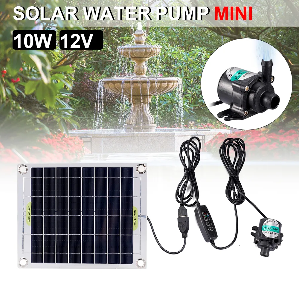 Dekoracje ogrodowe 10 W Mini Solar Water Pomp Pomp Bezszczotkowane panele z panelem Zestaw Ryby 12 V Dekoracja zasilana Fontanna Pum Aquarium 230504