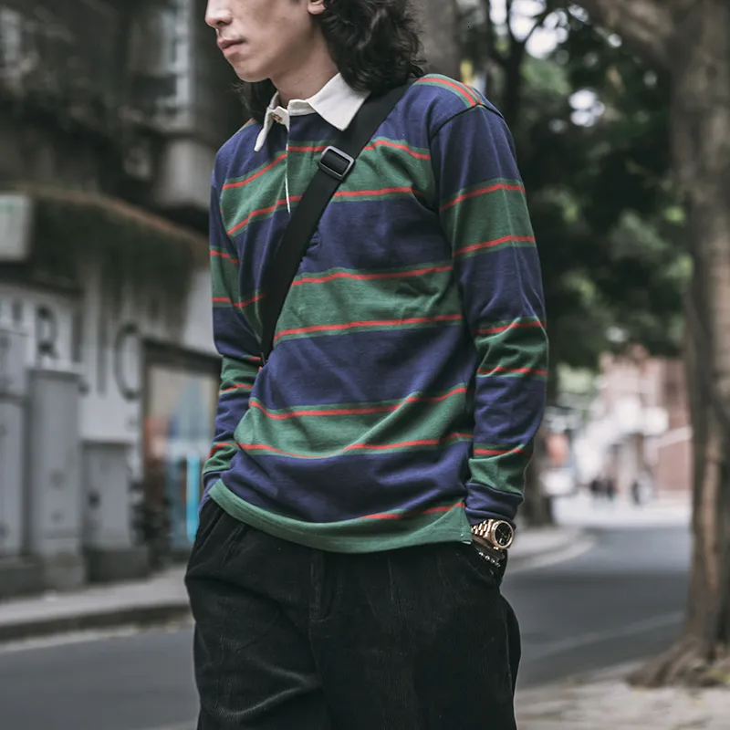 Vintage Stripe Polos For Men: 290g Yarn Dyed, Heavyweight Vintage Stripe Polos For Men: 290g Yarn Dyed, Heavyweight