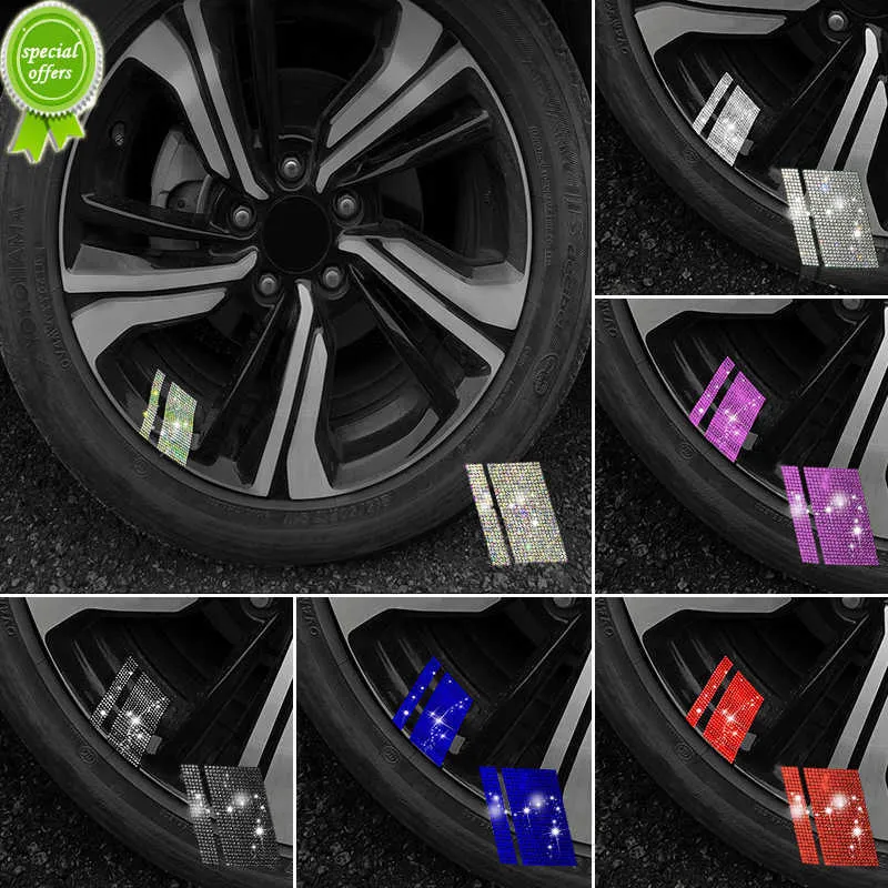 New 6Pcs Reflective Car Wheel Rim Stickers Mark Stripe Racing Wheel Hub Decals for Size 18" - 21" Bling Rhinestone Decor Sticker